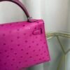 Kelly Sellier 20 Style Rose Tyrien Ostrich Palladium Hardware