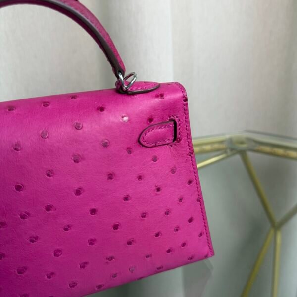 Kelly Sellier 20 Style Rose Tyrien Ostrich Palladium Hardware