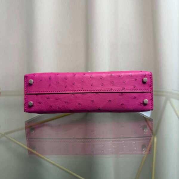 Kelly Sellier 20 Style Rose Tyrien Ostrich Palladium Hardware