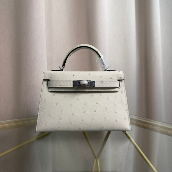 Kelly Sellier 20 Style Champignon Ostrich Palladium Hardware