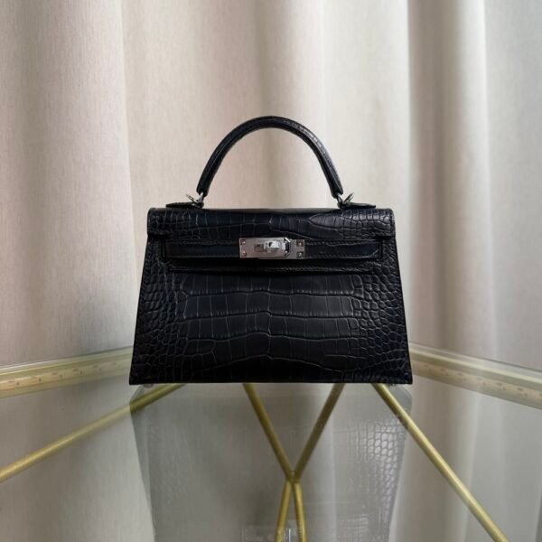Kelly Sellier 20 Style Black Matte Alligator Palladium Hardware