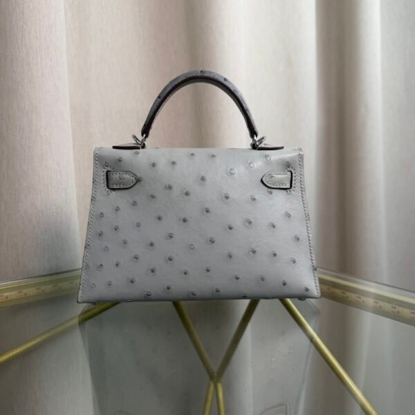 Kelly Sellier 20 Style Gris Perle Ostrich Palladium Hardware