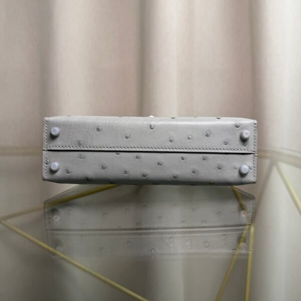 Kelly Sellier 20 Style Gris Perle Ostrich Palladium Hardware