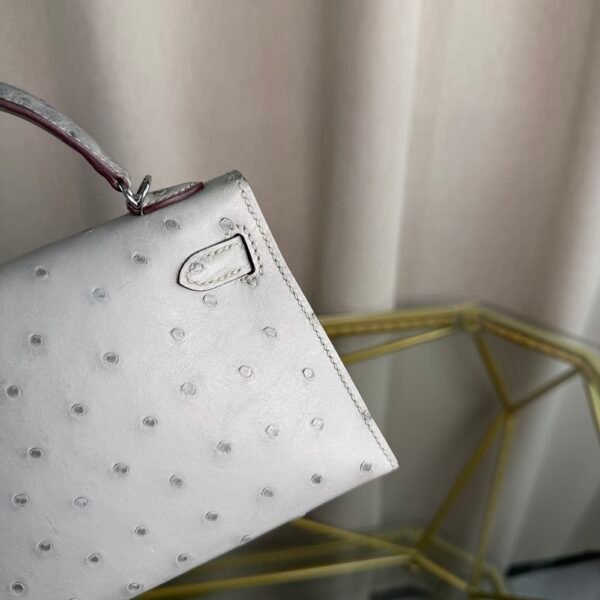 Kelly Sellier 20 Style Gris Perle Ostrich Palladium Hardware