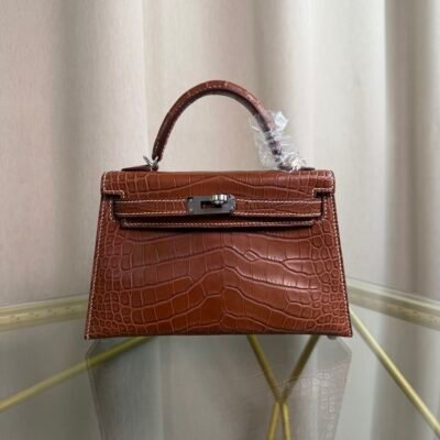 Kelly Sellier 20 Style Fauve Matte Alligator Gold Hardware