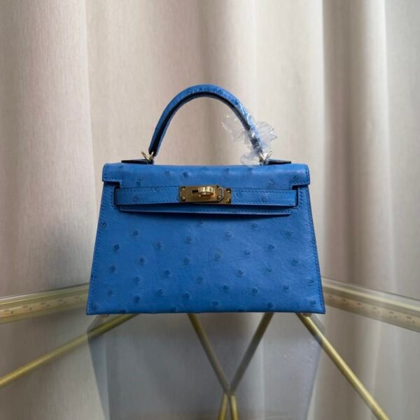 Kelly Sellier 20 Style Bleuet Ostrich Gold Hardware