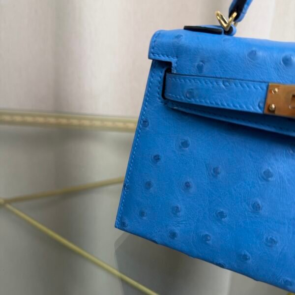 Kelly Sellier 20 Style Bleuet Ostrich Gold Hardware