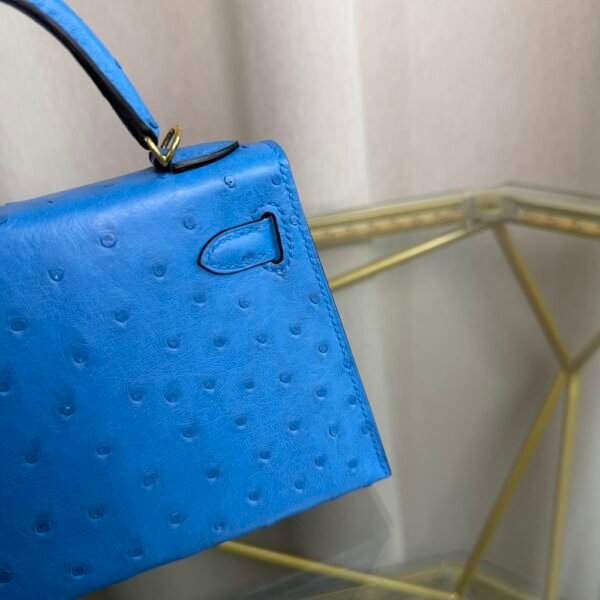 Kelly Sellier 20 Style Bleuet Ostrich Gold Hardware