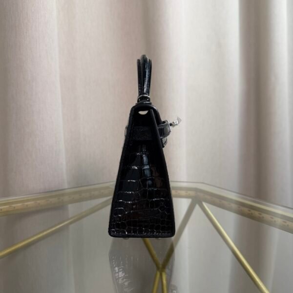 Kelly Sellier 20 Style Black Shiny Alligator Palladium Hardware