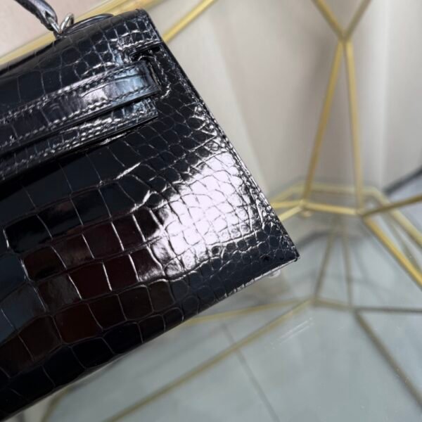 Kelly Sellier 20 Style Black Shiny Alligator Palladium Hardware