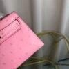 Kelly Sellier 20 Style Ostrich Leather Bag Rose Sakura Palladium Hardware