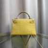 Kelly Sellier 20 Style Ostrich Leather Bag Jaune Citron Gold Hardware