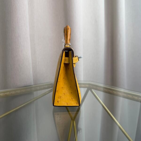Kelly Sellier 20 Style Jaune Ambre Ostrich Palladium Hardware