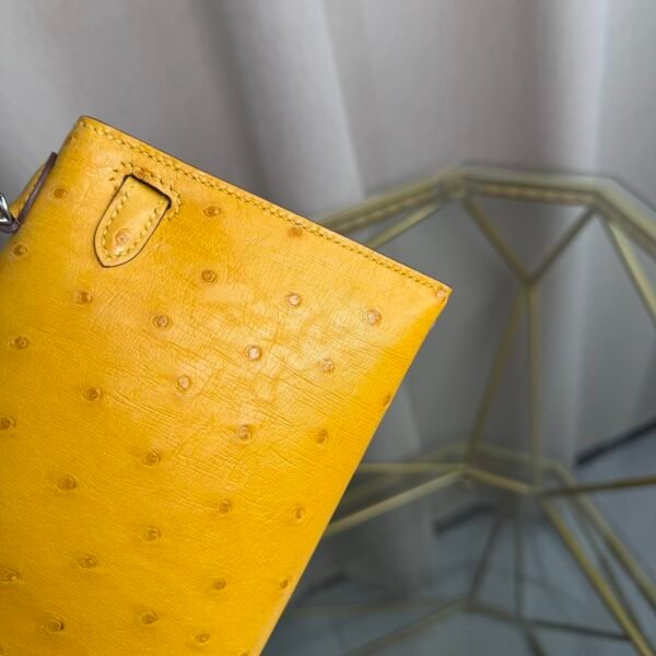 Kelly Sellier 20 Style Jaune Ambre Ostrich Palladium Hardware