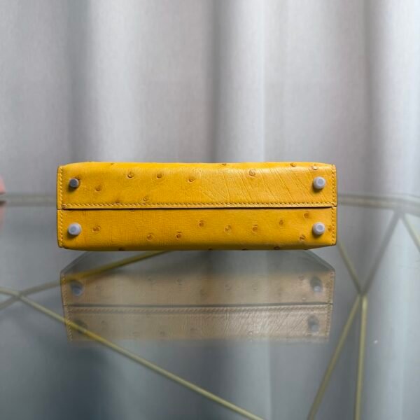 Kelly Sellier 20 Style Jaune Ambre Ostrich Palladium Hardware