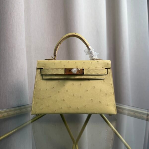 Kelly Sellier 20 Style Ostrich Leather Bag Jaune Poussin Gold Hardware Kelly Sellier 20 Style Ostrich Leather Bag Jaune Poussin Gold Hardware
