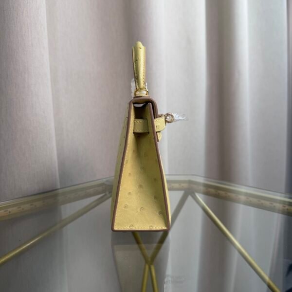Kelly Sellier 20 Style Ostrich Leather Bag Jaune Poussin Gold Hardware Kelly Sellier 20 Style Ostrich Leather Bag Jaune Poussin Gold Hardware