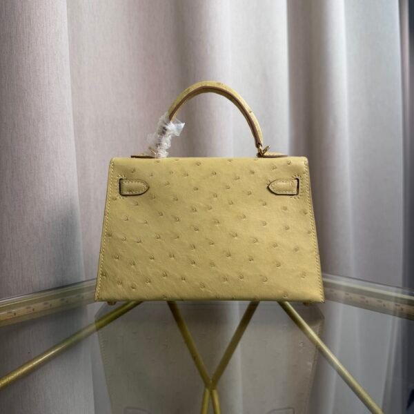 Kelly Sellier 20 Style Ostrich Leather Bag Jaune Poussin Gold Hardware Kelly Sellier 20 Style Ostrich Leather Bag Jaune Poussin Gold Hardware