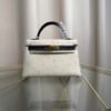 Kelly Sellier 20 Style Ostrich Leather Bag Beton Noir Gold Hardware