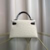 Kelly Sellier 20 Style Ostrich Leather Bag Beton Noir Gold Hardware