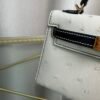 Kelly Sellier 20 Style Ostrich Leather Bag Beton Noir Gold Hardware