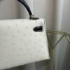Kelly Sellier 20 Style Ostrich Leather Bag Beton Noir Gold Hardware