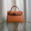 Mini Kelly II, Kelly 20 Style, Gold 06, Ostrich Bag, Palladium Hardware, Exotic Purse, Luxury Mini Bag, Brown Bag