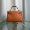 Mini Kelly II, Kelly 20 Style, Gold 06, Ostrich Bag, Palladium Hardware, Exotic Purse, Luxury Mini Bag, Brown Bag