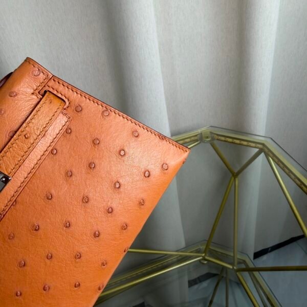 Mini Kelly II, Kelly 20 Style, Gold 06, Ostrich Bag, Palladium Hardware, Exotic Purse, Luxury Mini Bag, Brown Bag