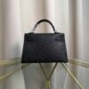Kelly Sellier 20 Style Ostrich Leather Bag Noir Palladium Hardware