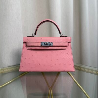Kelly Sellier 20 Style Rose Sakura Ostrich Palladium Hardware Kelly Sellier 20 Style Rose Sakura Ostrich Palladium Hardware