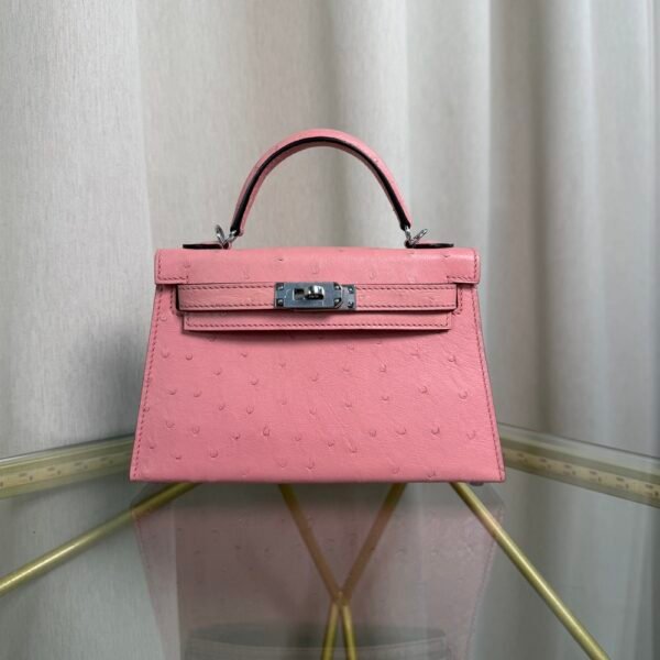 Kelly Sellier 20 Style Rose Sakura Ostrich Palladium Hardware