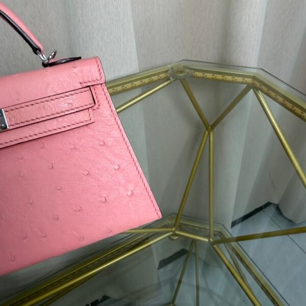 Kelly Sellier 20 Style Rose Sakura Ostrich Palladium Hardware