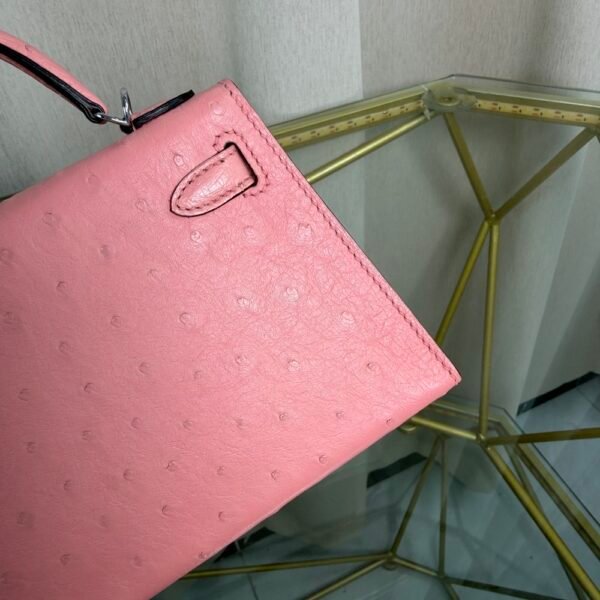 Kelly Sellier 20 Style Rose Sakura Ostrich Palladium Hardware
