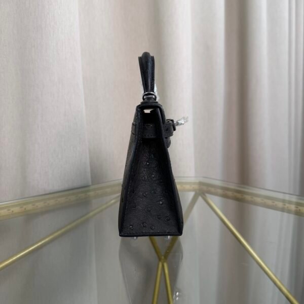Kelly Sellier 20 Style Black Ostrich Palladium Hardware