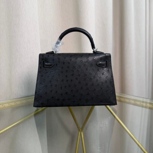 Kelly Sellier 20 Style Black Ostrich Palladium Hardware