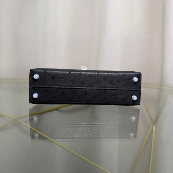 Kelly Sellier 20 Style Black Ostrich Palladium Hardware