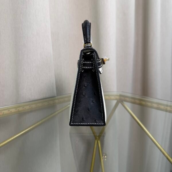 Kelly Sellier 20 Style Nata and Black Ostrich Gold Hardware