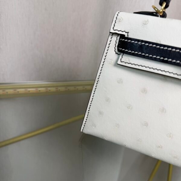 Kelly Sellier 20 Style Nata and Black Ostrich Gold Hardware