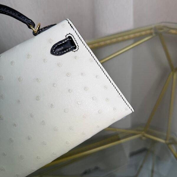 Kelly Sellier 20 Style Nata and Black Ostrich Gold Hardware