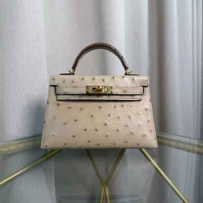 Kelly Sellier 20 Style Biscuit Ostrich Touch Gold Hardware