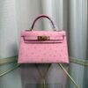 Kelly Sellier 20 Style Bubblegum Pink Ostrich Gold Hardware Kelly Sellier 20 Style Bubblegum Pink Ostrich Gold Hardware
