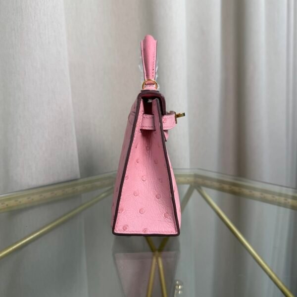 Kelly Sellier 20 Style Bubblegum Pink Ostrich Gold Hardware Kelly Sellier 20 Style Bubblegum Pink Ostrich Gold Hardware