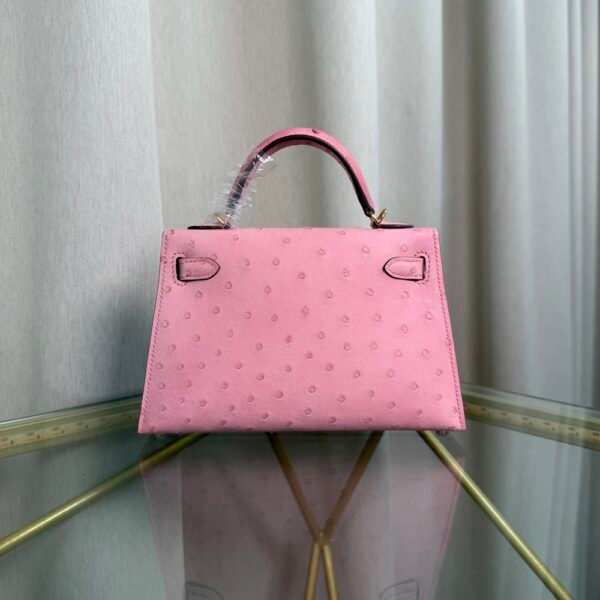 Kelly Sellier 20 Style Bubblegum Pink Ostrich Gold Hardware Kelly Sellier 20 Style Bubblegum Pink Ostrich Gold Hardware