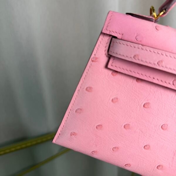Kelly Sellier 20 Style Bubblegum Pink Ostrich Gold Hardware Kelly Sellier 20 Style Bubblegum Pink Ostrich Gold Hardware
