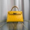 Kelly Sellier 20 Style Jaune Ambre Ostrich Gold Hardware