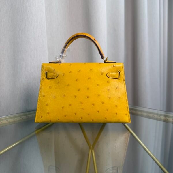 Kelly Sellier 20 Style Jaune Ambre Ostrich Gold Hardware