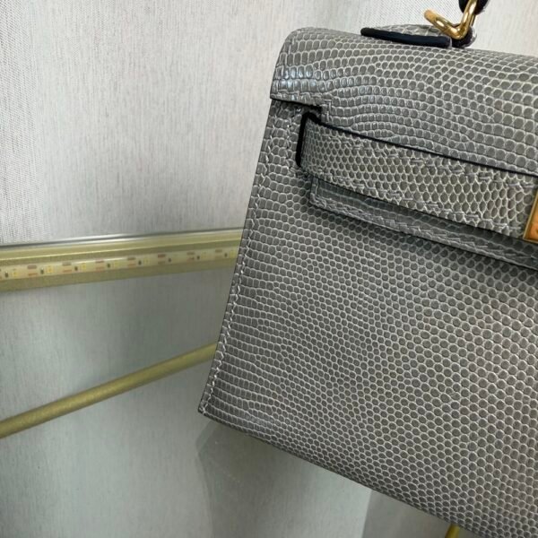 Kelly Sellier 20 Style Gris Fonce Shiny Lizard Gold Hardware