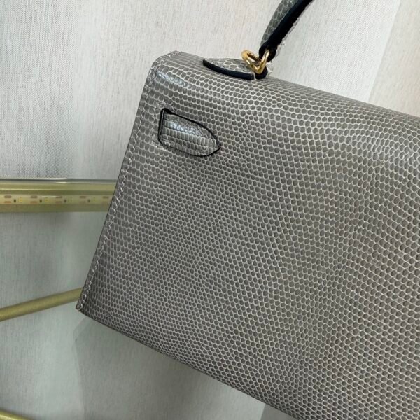 Kelly Sellier 20 Style Gris Fonce Shiny Lizard Gold Hardware