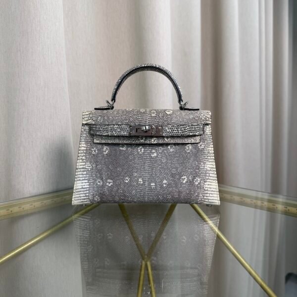 Mini Kelly II Sellier 20 Style Natural Ombré Lizard Palladium Hardware